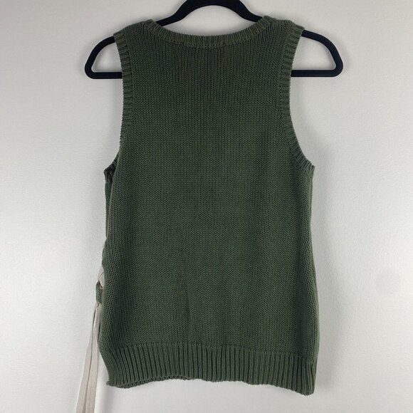Macbeth Collection Women's Sweater Vest Size XS Green Knit Tie Detail Sleeveless - Picture 5 of 8